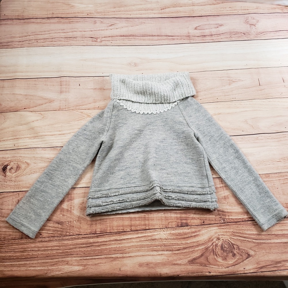 Anthropologie Sleeping On Snow Sweater Womens Extra Small Gray Cowl Wool Ladies
